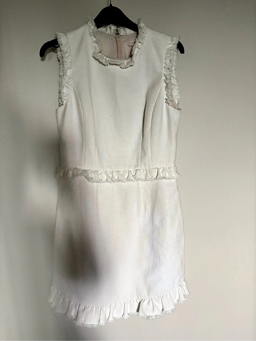 Rebecca Taylor Fringe-Trim Shift Dress White Mini Dress